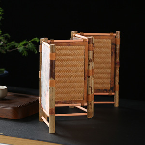 Bamboo Woven <b>Screen</b> 3 Panels Foldable Traditional Tea Room <b>Partition</b> Decoration Tabletop Ornament - Product Image 2
