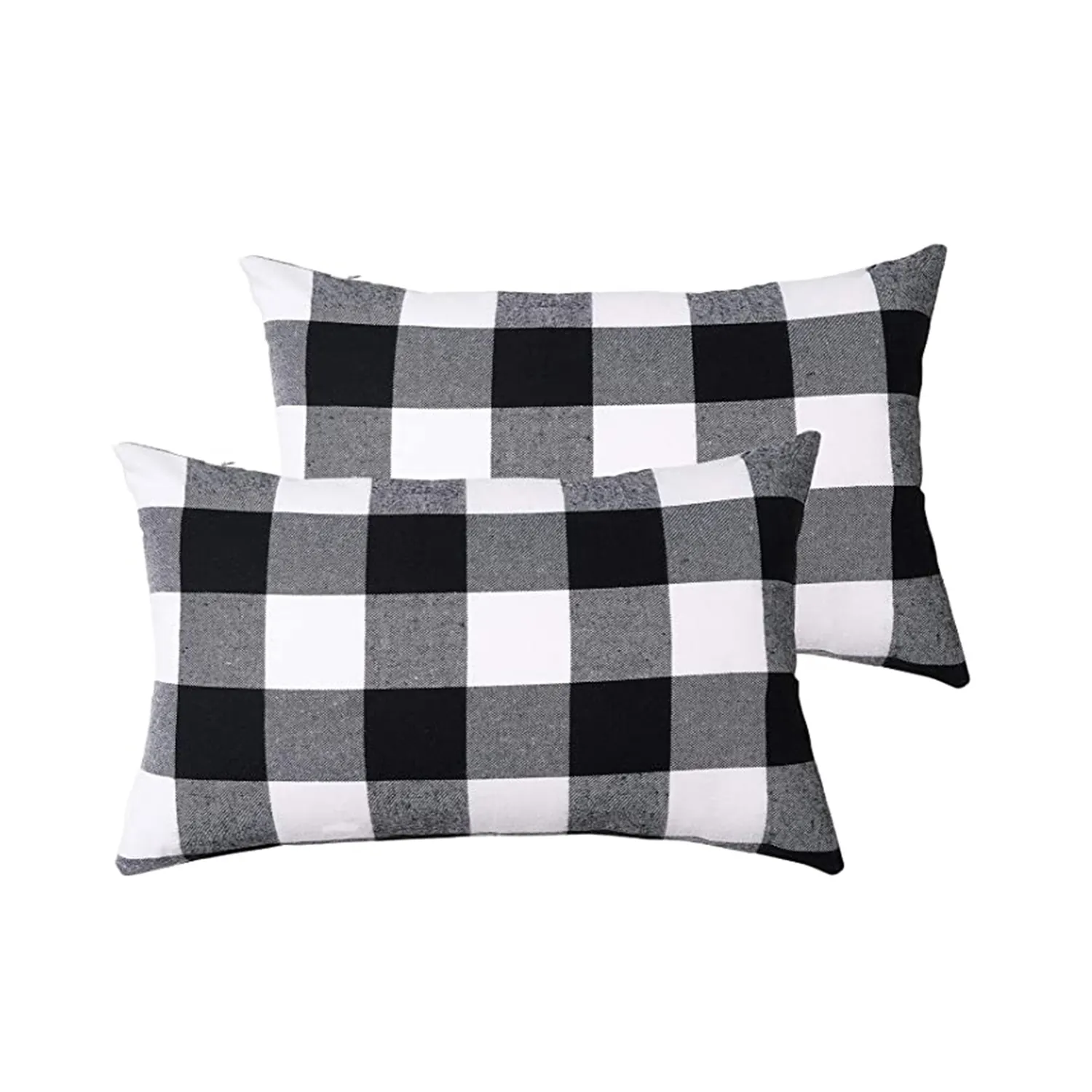 12 x 20 inch Christmas Buffalo Check Plaid Throw Pillow Covers Cushion Case Polyester for Home Decor white and Black