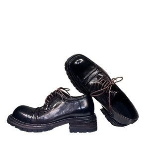 Chaussures décontractées pour hommes en cuir véritable de cheval lavé, rehaussantes, à semelle épaisse, style Derby, collection Printemps - Product Image 4