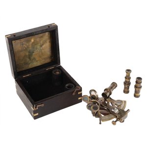 Antique Brass Nautical Sextant With Wooden <b>Box</b> Handmade Metal Instrument For Navigation Collectible Artifacts - Product Image 1