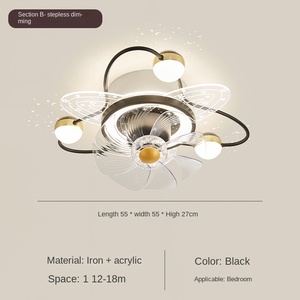 พัดลมเพดาน LED 42นิ้วทันสมัยพร้อมรีโมทคอนโทรลมอเตอร์ทองแดง ABS ตัวใบมีดเหล็ก60W ใช้ในร่มห้องนอนห้องนั่งเล่น - Product Image 4