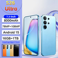 Smartphone 5G S26 Ultra Écran Complet 7,3 Pouces 16 Go RAM 1 To ROM Android 15 Double Appareil Photo 78MP 108MP Batterie 8000 mAh Vente en Gros