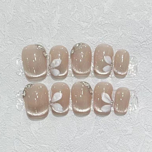 Ongles en acrylique faits main, personnalisés, épais, réutilisables, à presser, style français, pointes de <span class=keywords><strong>manucure</strong></span>, motif amande, portables, emballés sur carte - Product Image 2