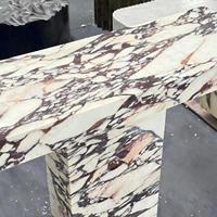 Table console moderne en marbre Calacatta Viola, table console de luxe en forme de T pour l'entrée du couloir, décoration pour la maison et l'hôtel