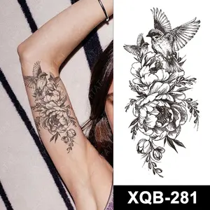 Femmes chinoises belles Sexy Body Art dessins faux transfert d'eau bras manches ventre jambe poitrine temporaire noir tatouage fleurs - Product Image 1
