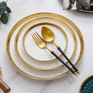 Vintage Knife Pattern Hat Bowls Plate Household Tableware Ceramic <b>Set</b> - Product Image 2