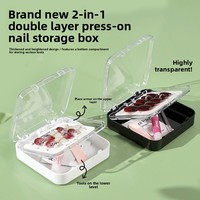 Boîte de présentation haut de gamme pour ongles à porter, double couche, haute transparence, faite à la main, taille 8,5*8,5