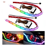 Bande lumineuse LED pour voiture EURS 16LED, effet cristal, double couleur, dynamique, RGB, télécommande, DRL, feu de direction, bande de guidage