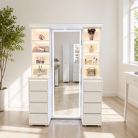Miroir de salon de coiffure professionnel moderne avec armoire, vente directe usine, éclairé, pour hôtel, coiffeuse, salle de bain, chambre à coucher