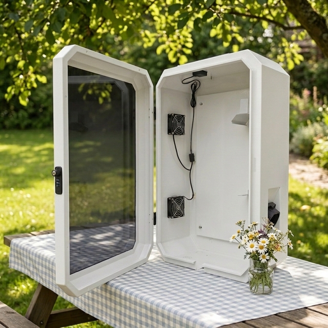 Solar Powered EV Charger Protective Case with Cooling Fan & Security Lock, Waterproof Dustproof Outdoor Protection Shell