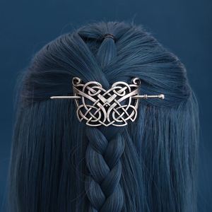 Barrettes à cheveux celtiques vikings, épingles à cheveux vintage à nœud celtique, bâtons à cheveux rétro en alliage d'argent, bijoux de barrette à cheveux en métal viking celtique - Product Image 5