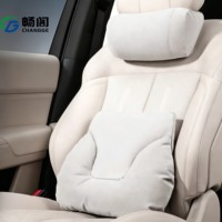 Ensemble de coussins de soutien lombaire et d'appui-tête de voiture en cuir PU respirant de luxe, ergonomique, pour le cou et le dos, pour l'intérieur du véhicule
