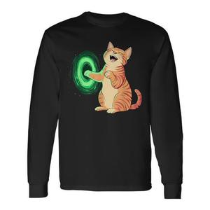 Maglietta a maniche lunghe Naughty Cat With Portal, unisex, taglia media per adulti - Product Image 1