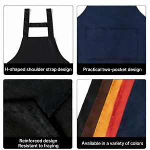 Tablier en toile personnalisé à motif avec logo, pas cher, avec poches, facile à nettoyer, tablier en polyester imprimé - Product Image 3