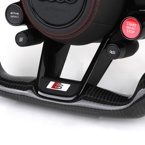 Volant de direction de style RS en cuir carbone semi-perforé avec bouton de démarrage R8 et sélection de conduite pour <span class=keywords><strong>Audi</strong></span> <span class=keywords><strong>A3</strong></span>/A4/A5/Q3/Q5/Q7 4L SQ5 SQ8 TTRS - Product Image 4