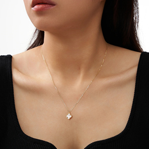 Collar de trébol de madreperla de oro de 14K, joyería fina de moda, collar de últimas tendencias, Collar de plata de ley 925 para mujer - Product Image 2