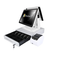 Caisse enregistreuse tactile tout-en-un noir et blanc pour restaurant, machine de caisse pour caissier, Windows/Android, Bluetooth 5.2, Wi-Fi 6