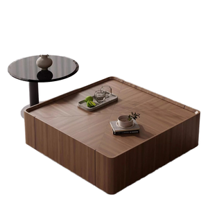 Stile della metà del secolo semplice di lusso in <span class=keywords><strong>legno</strong></span> massello <span class=keywords><strong>tavolo</strong></span> da caffè <span class=keywords><strong>quadrato</strong></span> Set da tè per la casa soggiorno moderno noce Design per i piccoli - Product Image 4