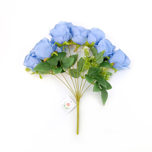 Prix de vente en gros nouveau design 9 têtes de roses en soie artificielle et bouquet de fausses roses colorées pour la décoration de mariage et d'événement - Product Image 4