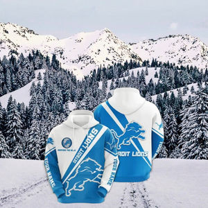 Özel Tasarım Qrealcei Detroit Lions NFL West Winged Sweatshirt Gun Versiyonu Kapüşonlu Yaka Kışlık Çekmez Polyester/Pamuklu Kazak - Product Image 3