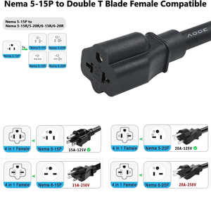 Câble d'extension avec prise américaine et multiprise pour la distribution d'énergie des machines d'atelier et le remplacement d'équipements NEMA6-20R - Product Image 2
