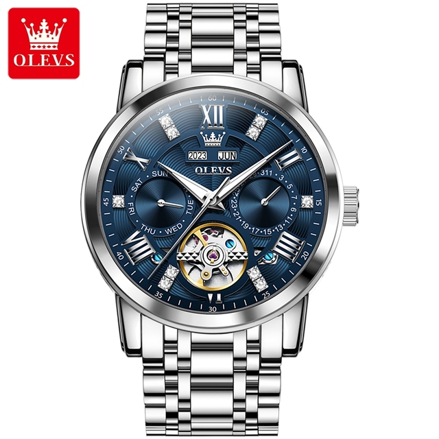 OLEVS 6701 Hot Sales Oem Stainless Steel Multifunctional Sports Waterproof Watch Luxury Automatic Mechanical Watch for Man