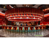 Comptoir de bar de luxe personnalisé, design moderne, comptoir de bar commercial pour hôtel, salon, concept de bar à cocktails 3D élégant