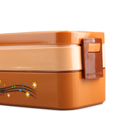 Boîte à déjeuner à Double couche scellée, Bento en plastique de Style japonais pour enfants, couvercle coloré, 10 unités
