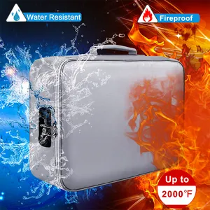 Özel Logo kabul yanmaz belge çantası suya dayanıklı yangına dayanıklı 3 katmanlı dosya saklama kutusu organizatör çantası