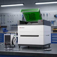 Machine de découpe laser à fibre de bureau 1200W 4 en 1, soudeuse laser portable pour métal, machine de nettoyage et de gravure 60x60cm