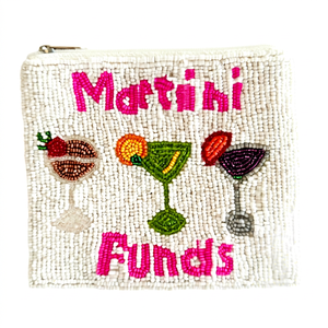 Monedero de algodón hecho a mano, con diseño de Martini bordado, rectangular, con cremallera, ideal para regalo. - Product Image 1
