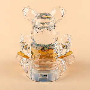 Figuritas de oso exquisitamente talladas artesanías de animales estilo cristal con excelente diseño artesanía de cristal categoría gran oferta Arte Popular