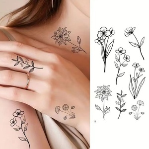 <span class=keywords><strong>Tatuajes</strong></span> Temporales de Estilo Moderno y Fresco, Diseño Floral Minimalista de Alta Gama con Letras en Inglés y Rosas - Product Image 3