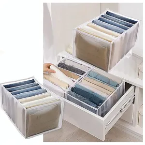 Storage Drawers Portable Washable Visible Grid Mesh Clothes Drawer Storage Organizer For Jeans Trousers T-shirts Underwear Socks Scarves