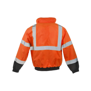 Hi Vis Reflective Bomber <b>Jacket</b> for Construction <b>Workers</b> Windproof Safety Workwear - Product Image 4