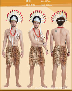 2024 Halloween aborigen Cosplay disfraces adulto gris indio salvaje mascarada espectáculo bosque cazador vestido rendimiento desgaste disfraz - Product Image 2