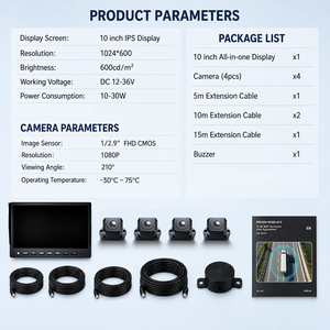 กล้องมองหลัง AlwayCare AHD 1080P พร้อมระบบบันทึกวิดีโอรักษาความปลอดภัยในรถยนต์แบบ 360 องศา ระบบตรวจสอบยานพาหนะสำหรับการขนส่ง - Product Image 6