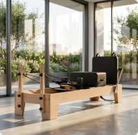 Cama de Pilates Plegable de Madera de Roble de Grado Profesional con Rieles para un Entrenamiento Suave, Equipo de Pilates, Máquina Reformer de Pilates