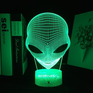 Uzaylı Kafa Figürü 3D Fotoğraf Çerçevesi Gece Lambası El Sanatları Lazer Gece Lambası Masaüstü Dekorasyonu Animasyon Hayranları İçin Hediye - Product Image 3