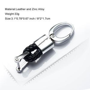 男女兼用 レザー 車のキーホルダー Dリングとドライバー付き 編み込みストラップ 編組ロープキーチェーン メタルキーリング - Product Image 3