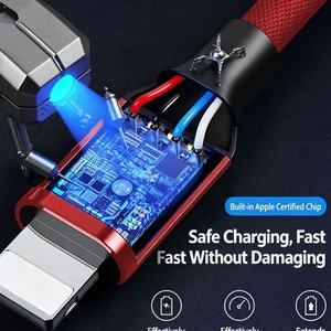 Câble de charge rapide USB C vers Lightning en nylon tressé de 2M, noyau en cuivre étamé épais, transfert de données à 480Mbps, cordon de chargeur à puce sécurisée - Product Image 3