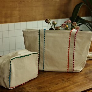 Bolsa de Mano Personalizada con Logotipo Bordado y Ribete de <span class=keywords><strong>Ric</strong></span> Rac Colorido, Bolsa de Playa de Lona Nantucket con un Neceser - Product Image 1