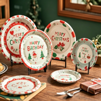 Assiettes jetables en papier 6 7 8 9 pouces, vaisselle, assiettes en papier kraft, plateaux en papier pour fête