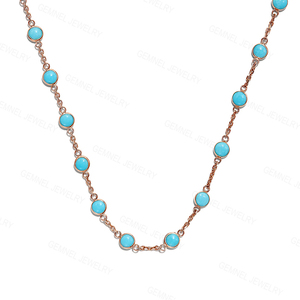 Gemnel الفاخرة 925 فضة مطلية بالذهب تمهيد الفيروز القلائد - Product Image 3