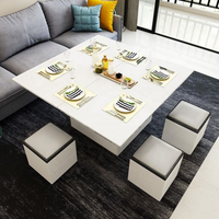 Meubles de maison modernes multifonctions Table basse élévatrice pliante pour salon Table basse élévatrice blanche en verre trempé 10 pièces