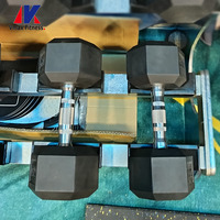 Haltères en fonte commerciaux pour fitness, poids de 50 kg, équipement de gym, ensemble d'haltères hexagonaux en caoutchouc avec support