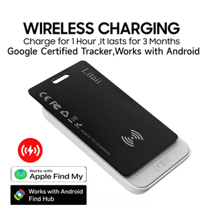 Dual System <b>Smart</b> Tracker Card for Apple Find My Google Find Hub Ultra Slim <b>Wallet</b> Tracker IP68 Waterproof Rechargeable - Product Image 3
