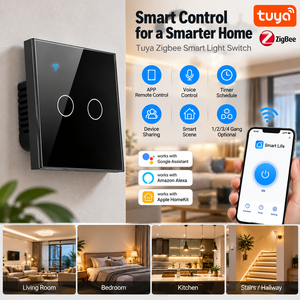 Interrupteur mural tactile intelligent Tuya Zigbee 3.0 en verre, 1, 2, 3 ou 4 gangs, pour domotique Smart Life, vente en gros usine - Product Image 2