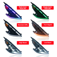 Phares pour Nissan Fairlady Z 370z Z34 2009-2021, version complète RGB/LED, noir mat et chrome argenté, clignotants dynamiques DRL