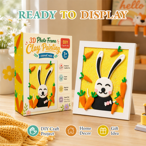 Kit de Peinture en Argile 3D Cadre Photo Thème Lapin Carotte Art en Relief Non Toxique DIY Décoration Maison Cadeau pour Enfants Vente en Gros OEM - Product Image 6